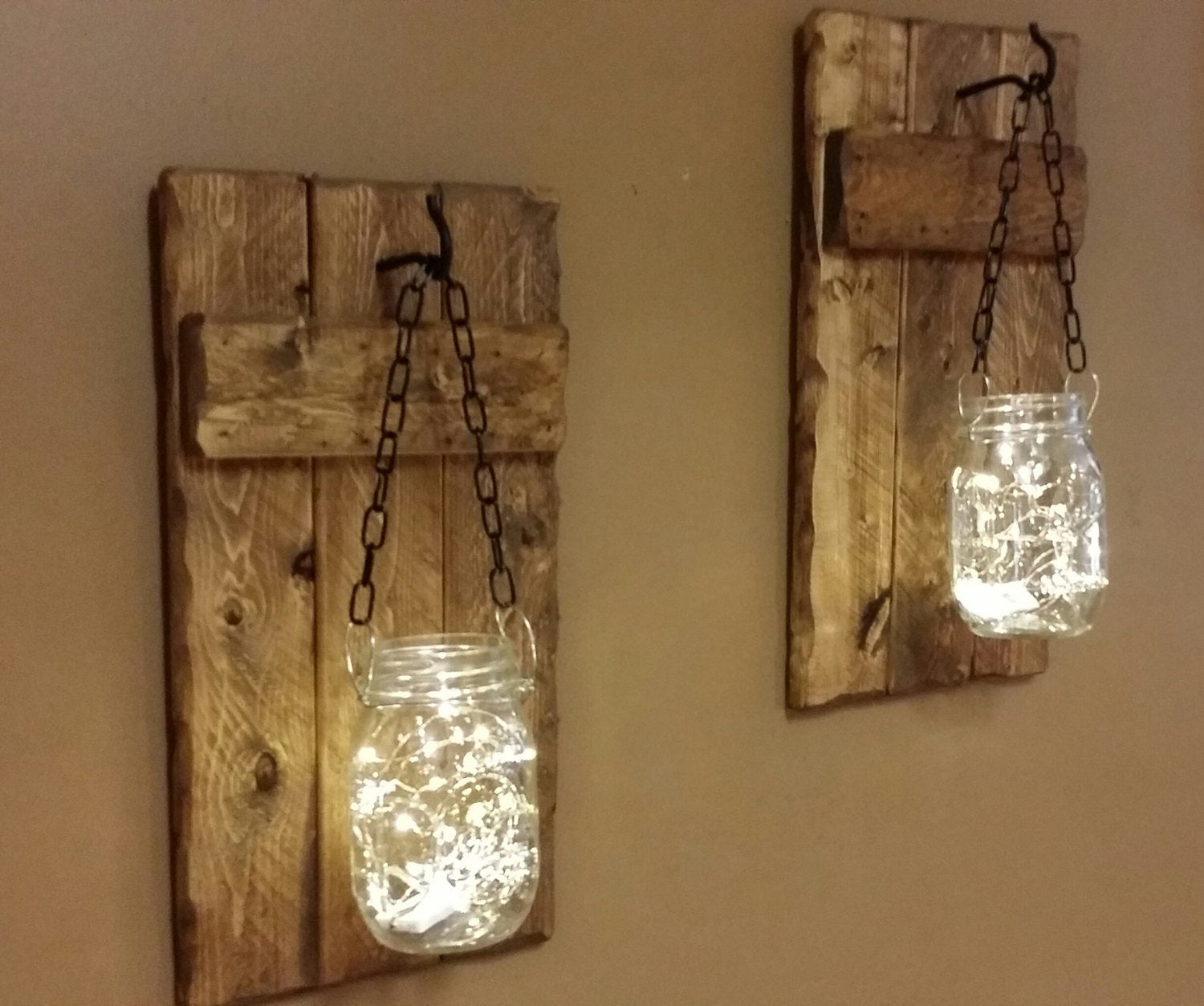 Rustic Home Decor, Candle Holders, Farmhouse Sconces, Country Home Decor,  Farmhouse Decor,  Firefly Lights, Gift, Rustic Sconces Set Of 2.