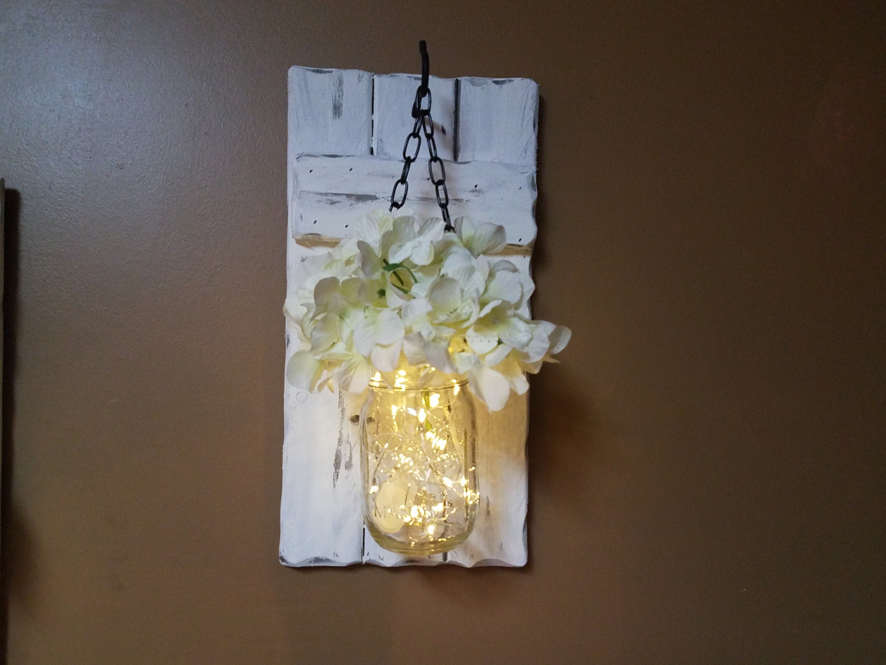 Rustic Home Decor, Farmhouse , Sconces, House Warming Gift, Candle Holders, Lighted  Jars, Gift, Set Of 2,