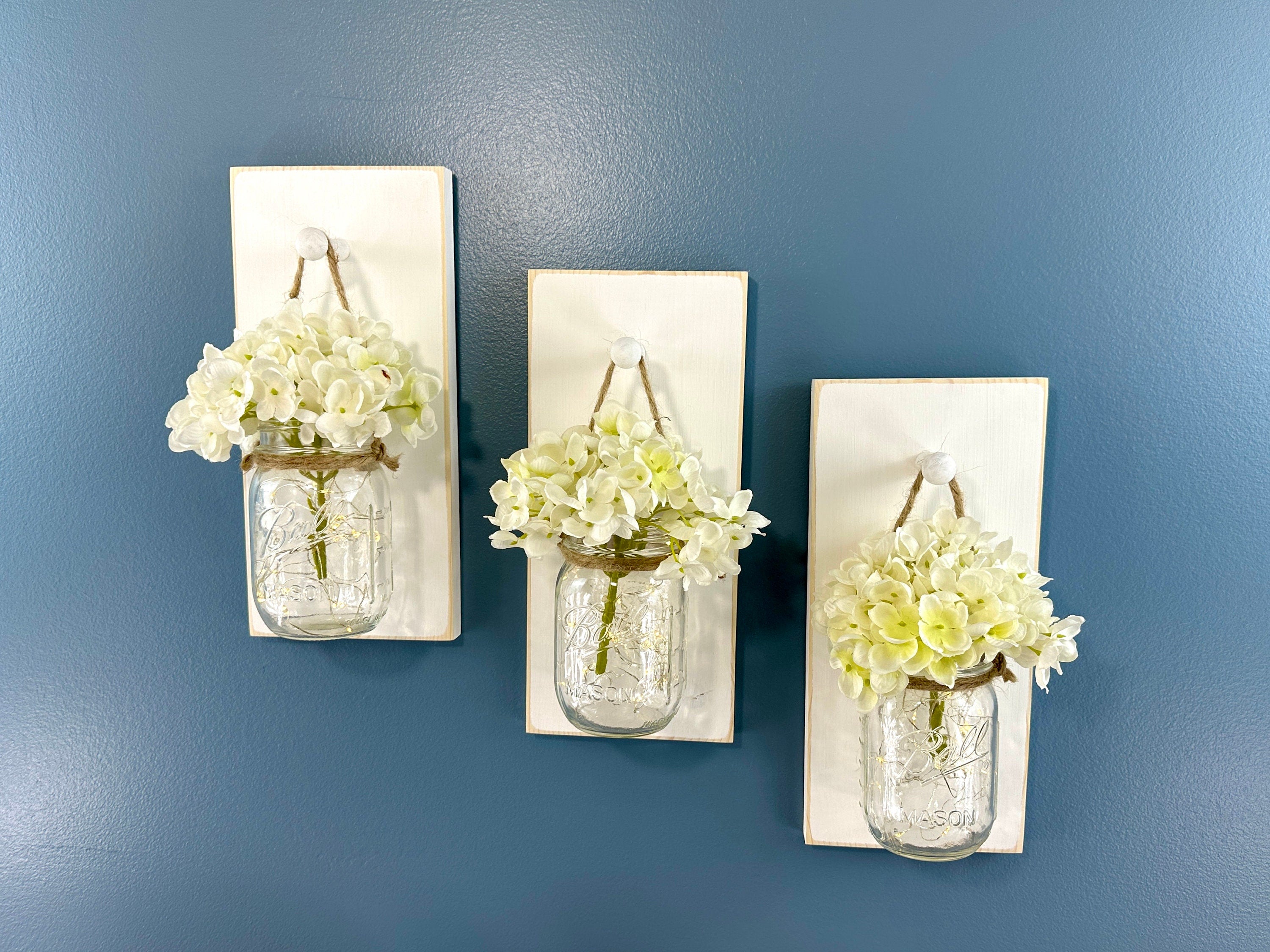 Lighted Mason Jar Wall Sconces, Farmhouse Rustic Decor
