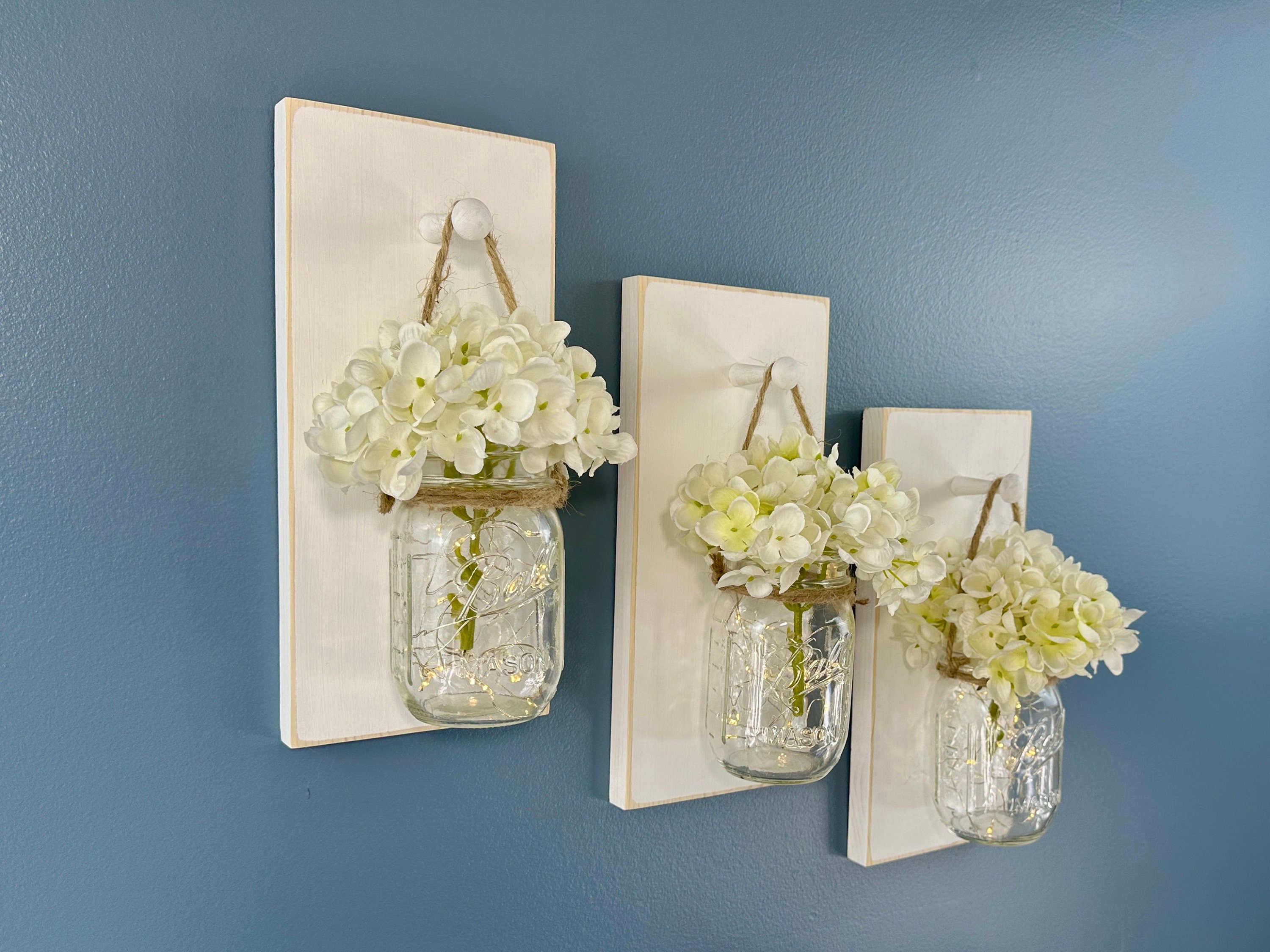 Lighted Mason Jar Wall Sconces, Farmhouse Rustic Decor