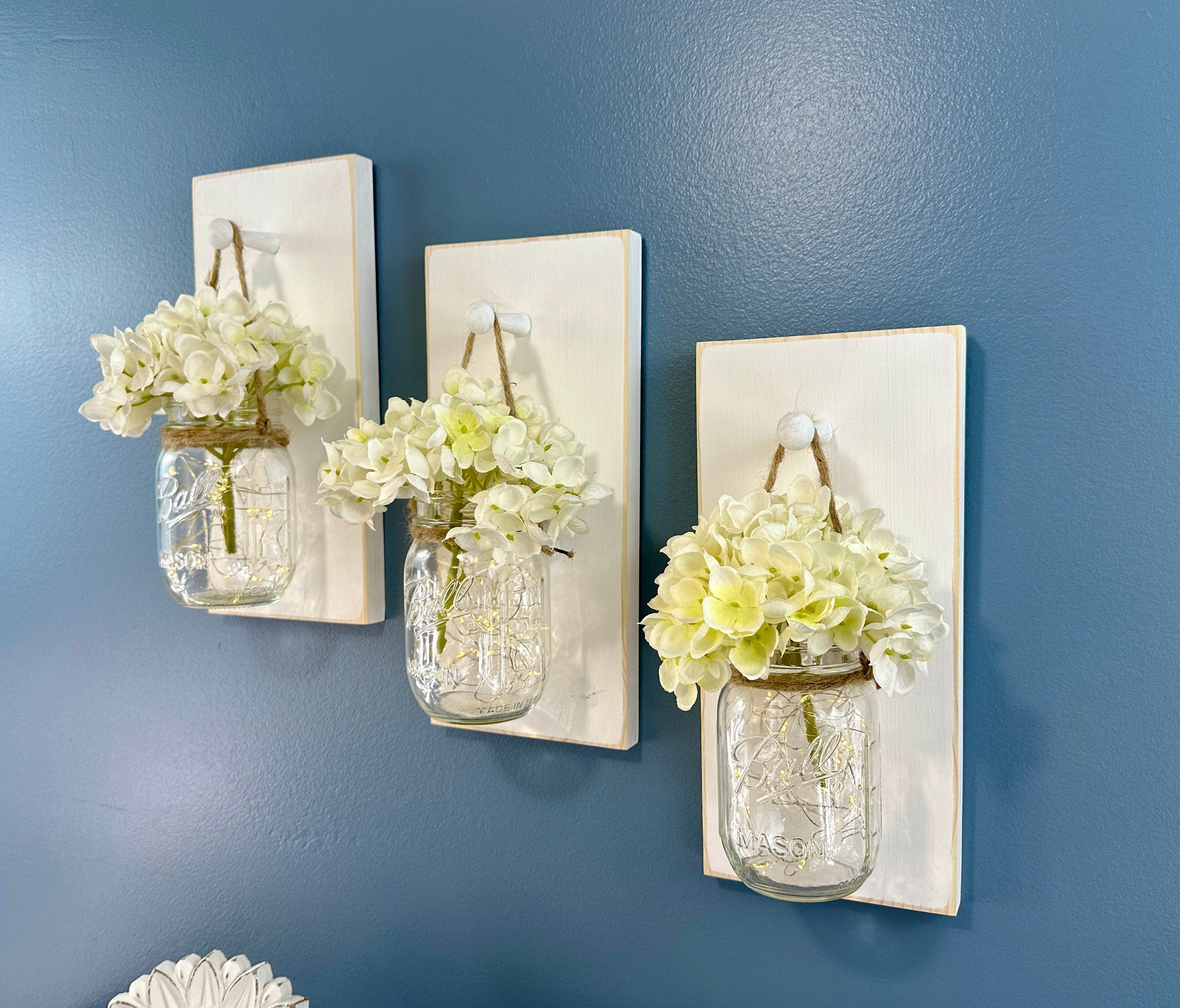 Lighted Mason Jar Wall Sconces, Farmhouse Rustic Decor