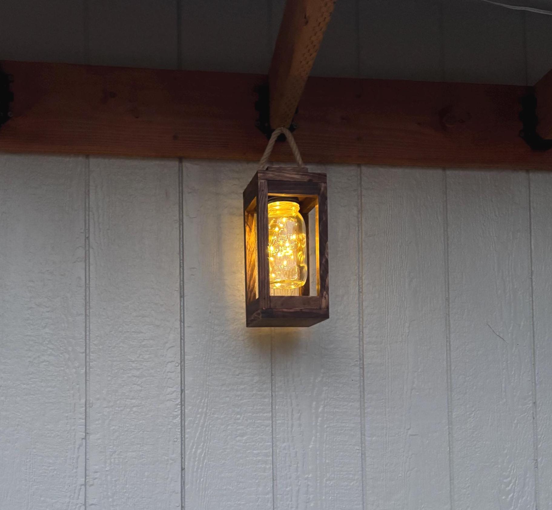 Rustic Wood Lantern Set | Mason Jar Fairy Lights, Farmhouse Decor